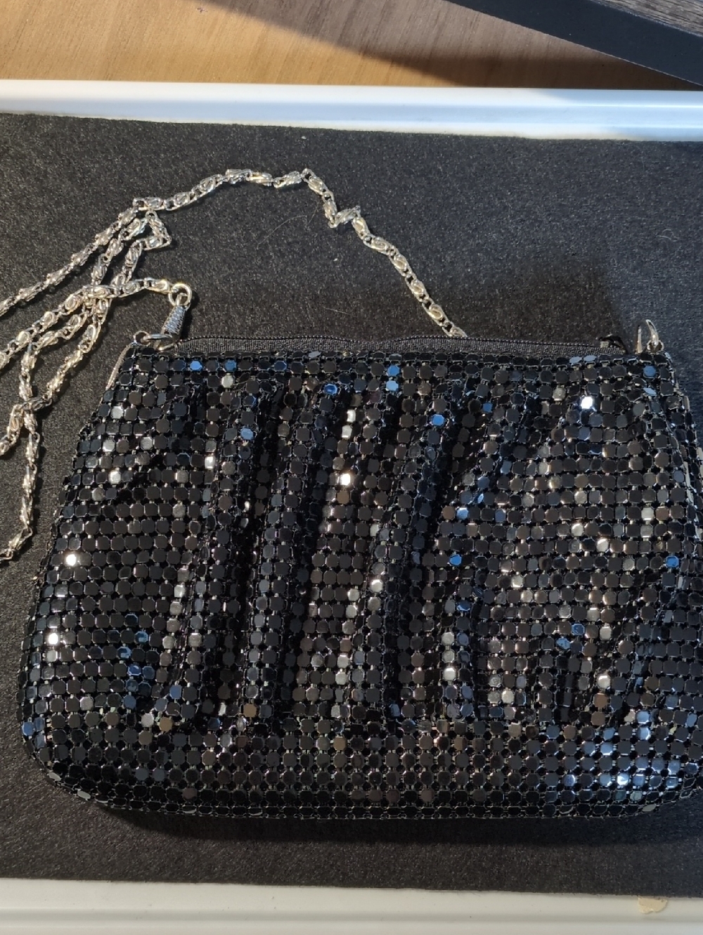 Women's Black Sequin Chain Shoulder Prom/Evening Bag